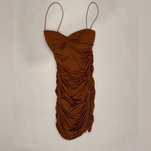 Brown Ruched mini Dress